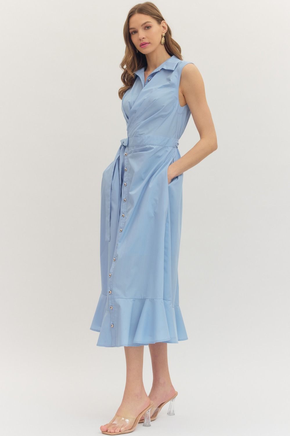 Chambray Blue Sleeveless Dress