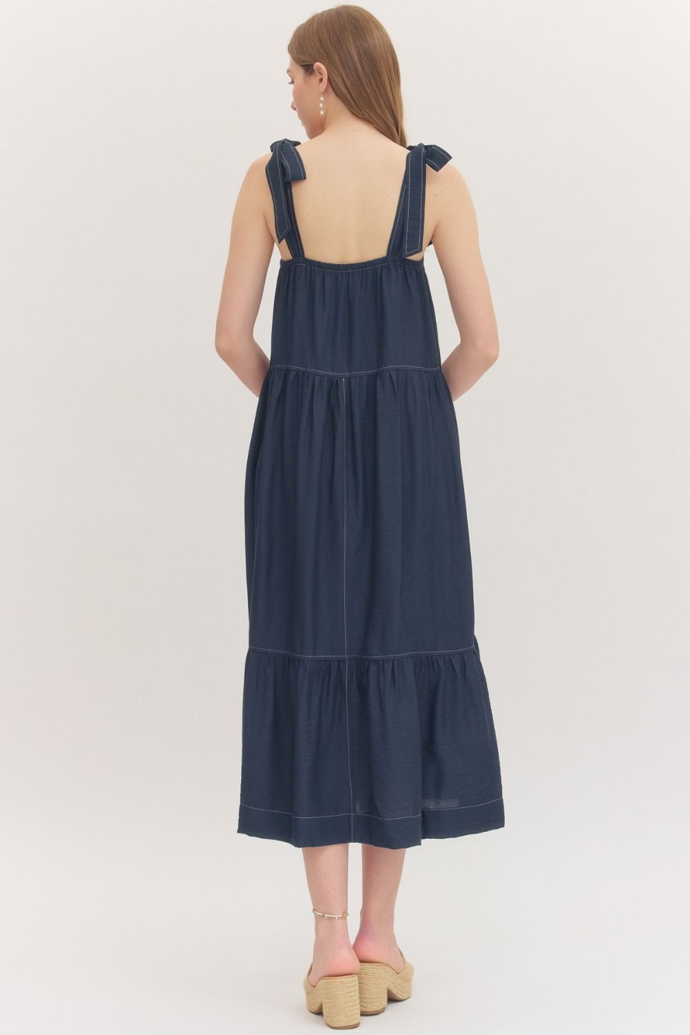 Sleeveless Midi Dress - Navy/Gold