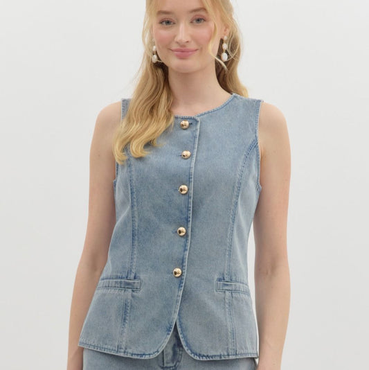 Denim Vest Top Light Denim