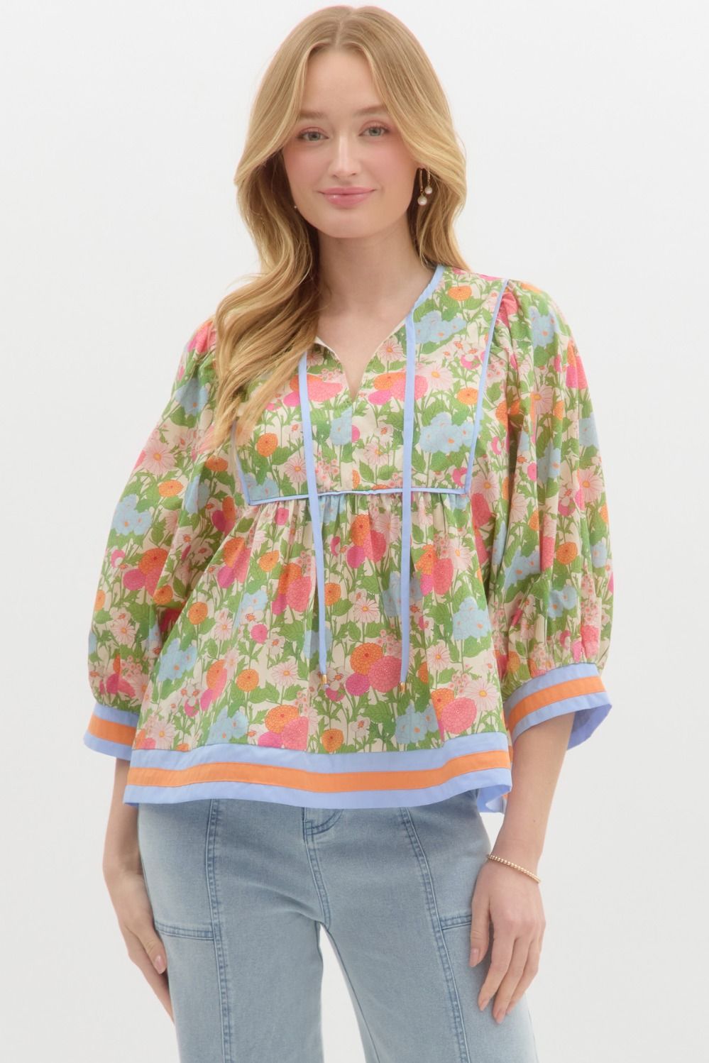 Floral Print Cuff Top