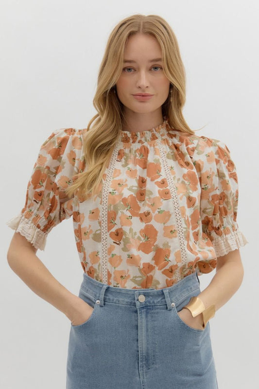 Floral Smocked Neck Top