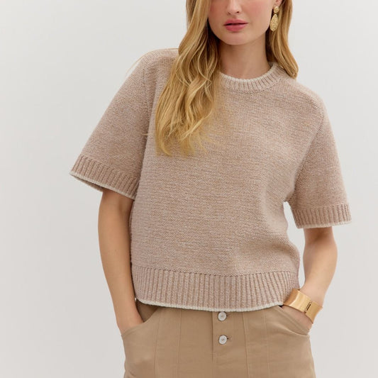 Cropped Sweater Shirt - Oatmeal