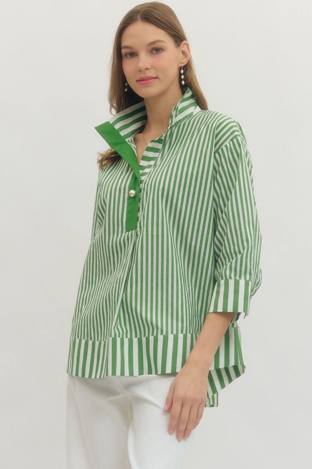 Green/White Stripe Top