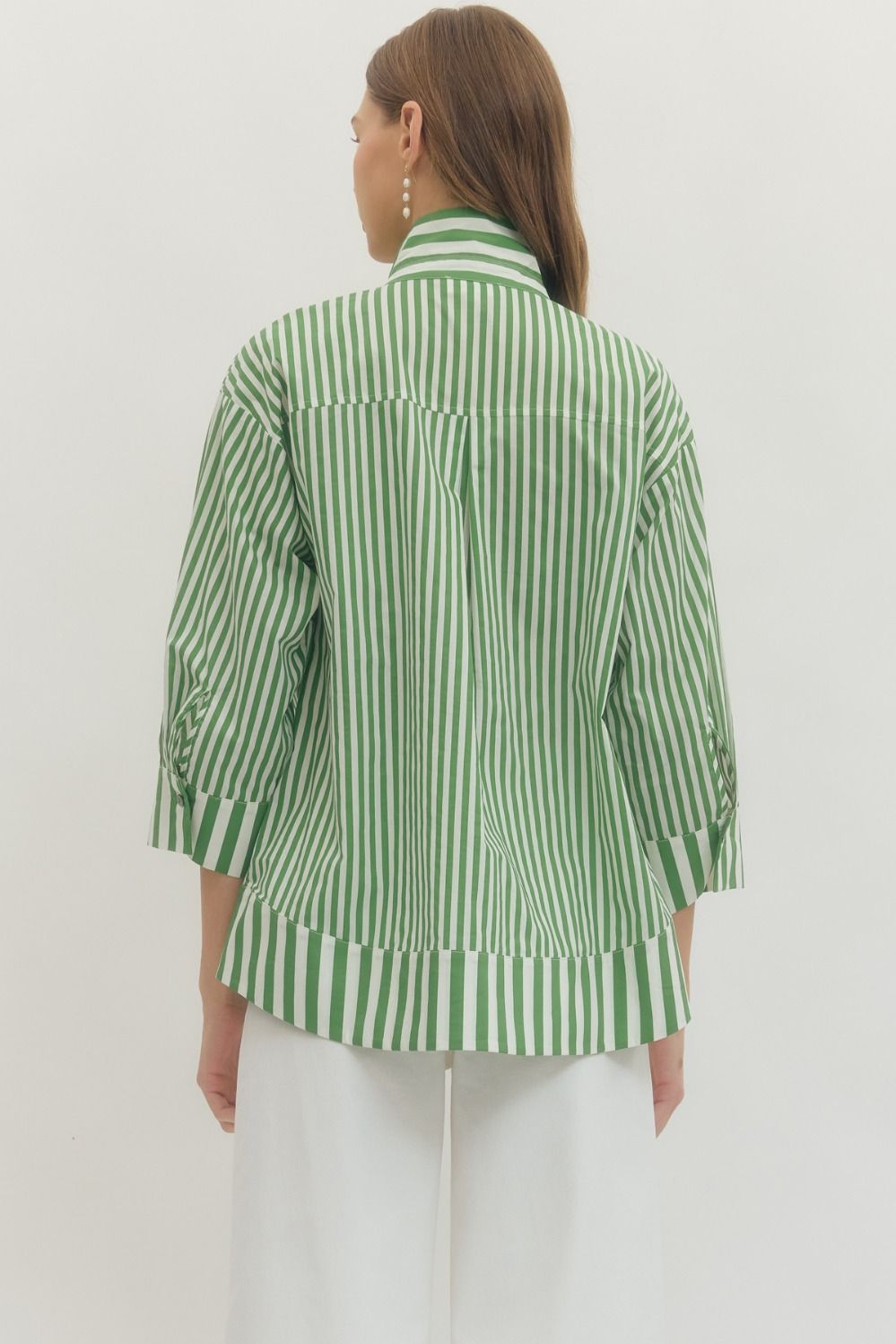 Green/White Stripe Top