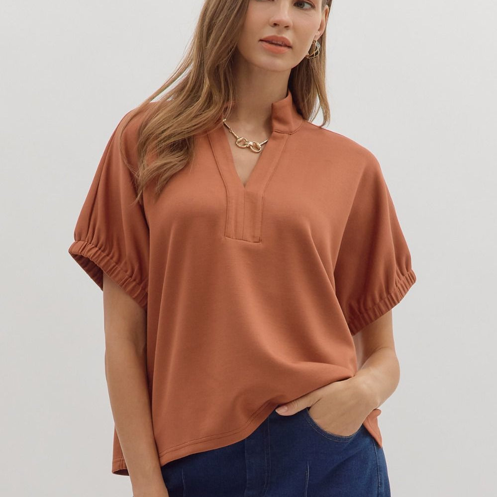 Back Yoke Knit Top Clay