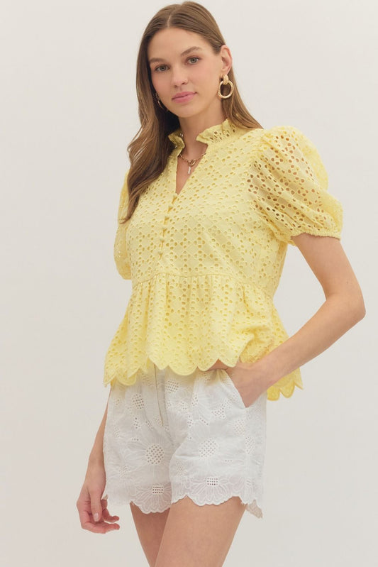 Yellow Eyelet Blouse