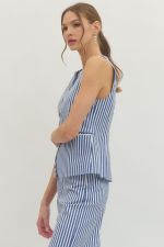 Striped Sleeveless Top-Blue