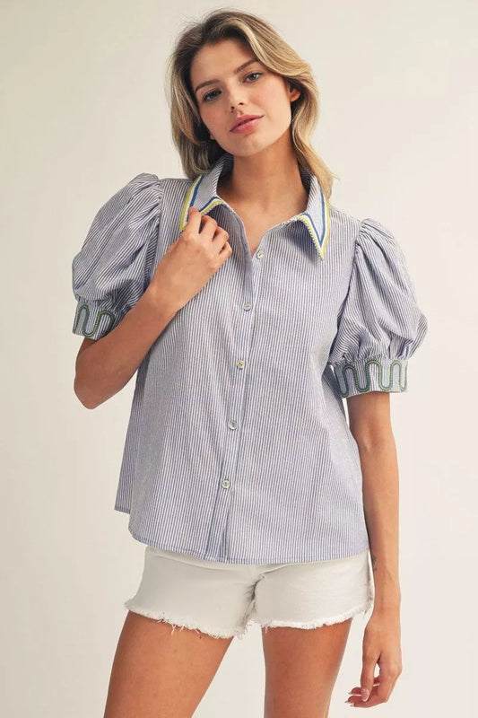 Button Down Pinstripe Top
