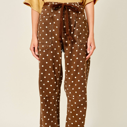Dot Barrel Denim Pants