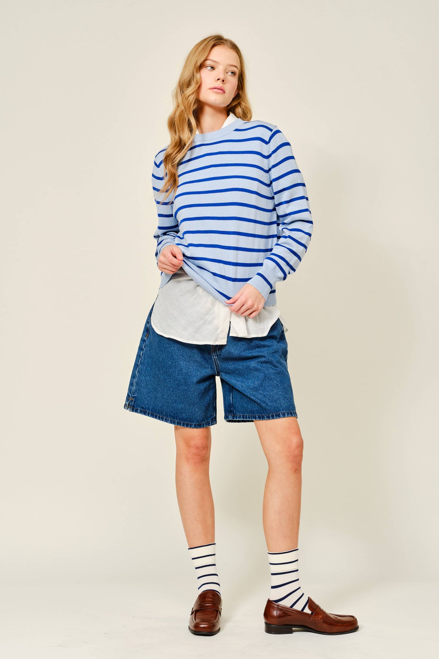 Soft Thin Striped Pullover Sweater