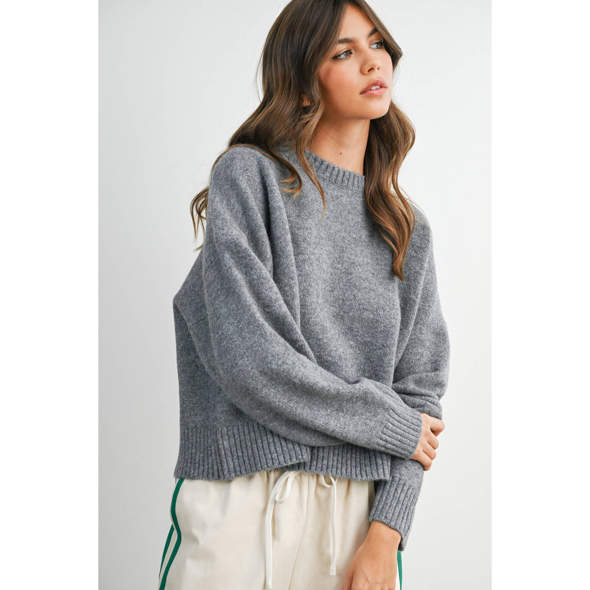Tie-Back Sweater - Grey