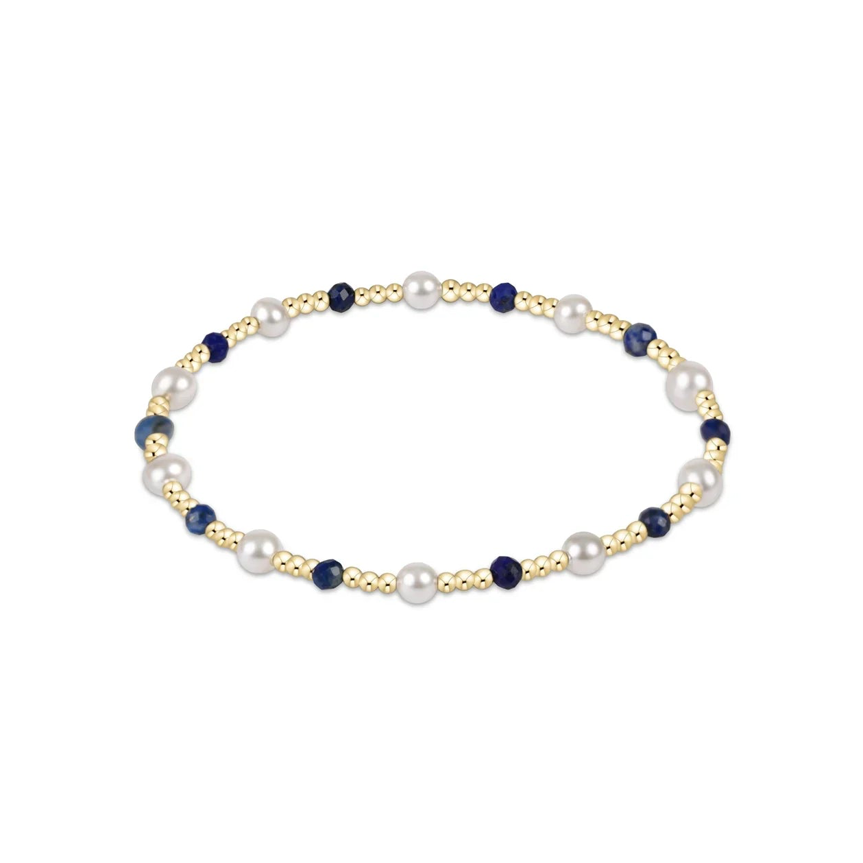 Pearl Sincerity Pattern 4mm Bead Bracelet - Lapis