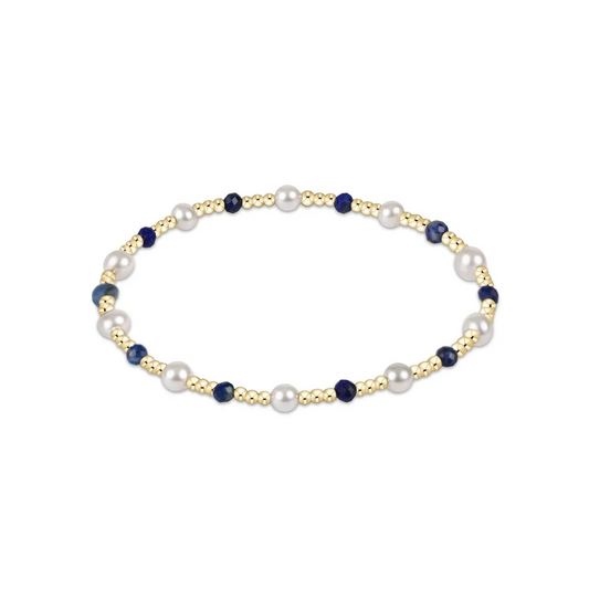 Pearl Sincerity Pattern 4mm Bead Bracelet - Lapis