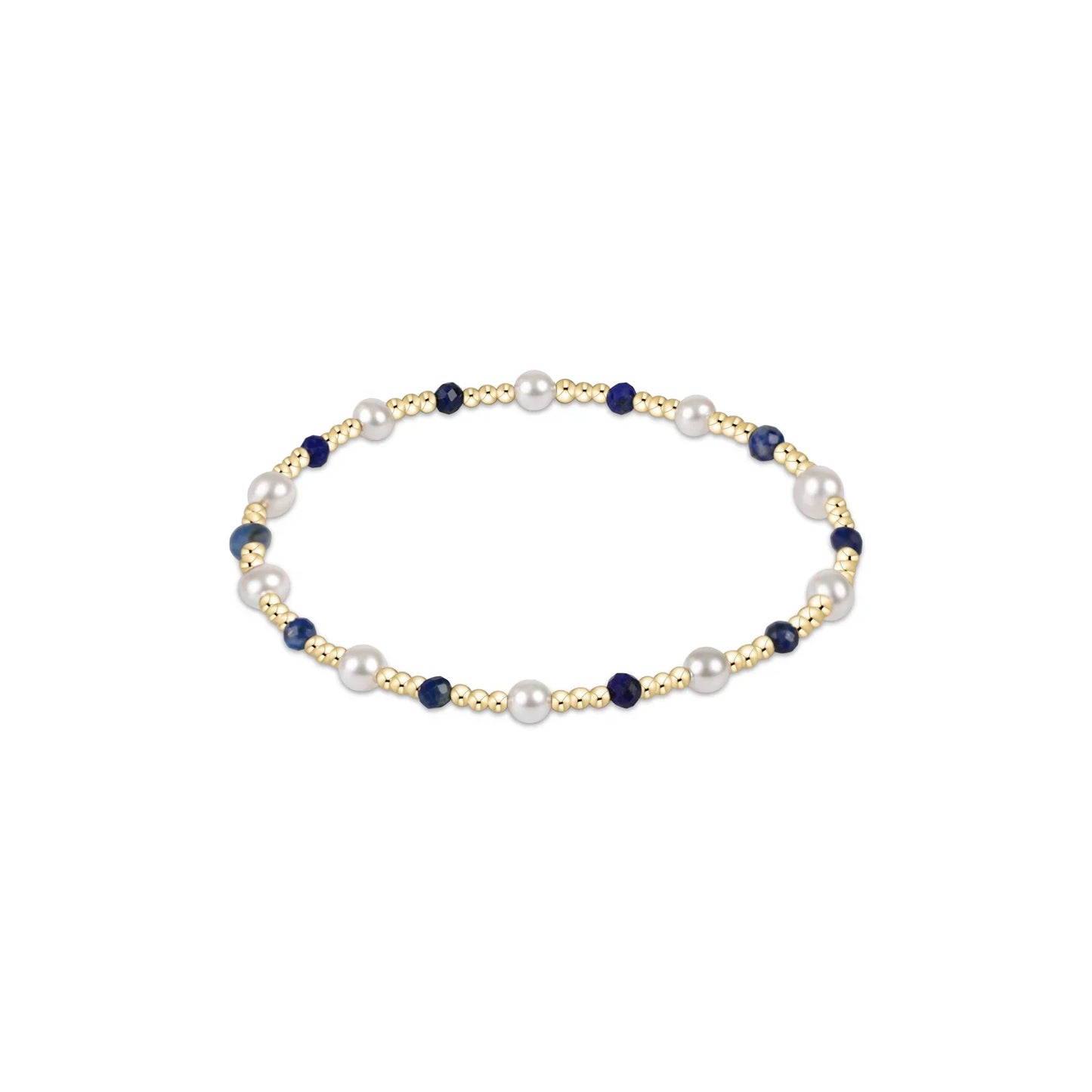 Pearl Sincerity Pattern 4mm Bead Bracelet - Lapis