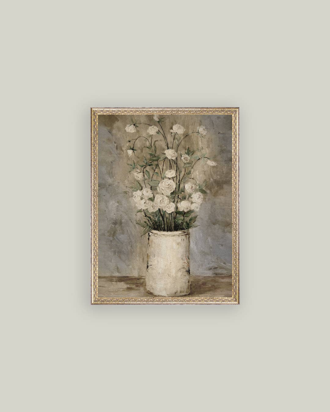 Long Stem Roses Framed Antique Art: 24x32