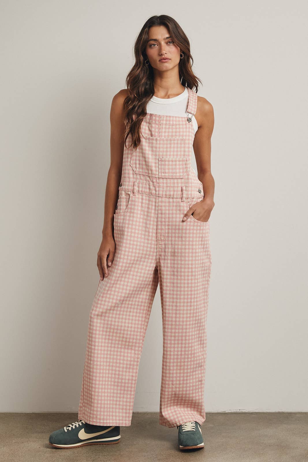 Gingham Denim Overall Mocha/Punch