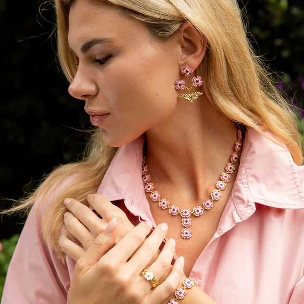 Dianthus Convertible Bouquet Post Earrings - Pink