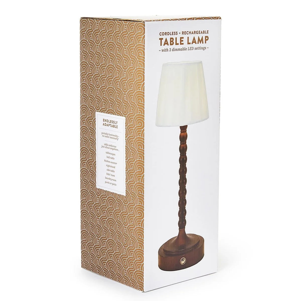 LED Cordless Beaded Wood Table Lamp