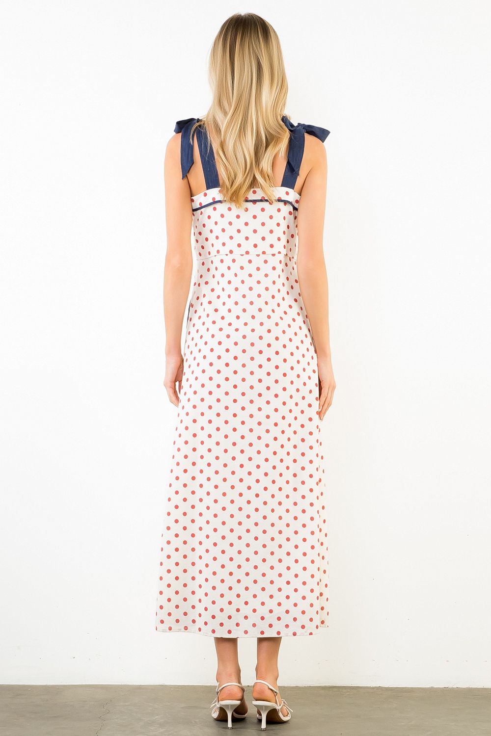Polkadot Dress With Shoulder Strap Tie