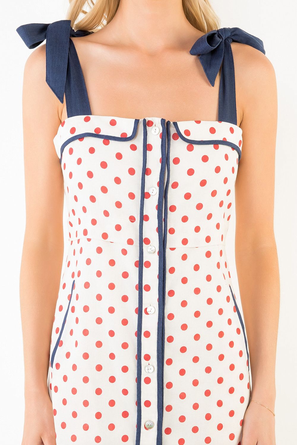 Polkadot Dress With Shoulder Strap Tie