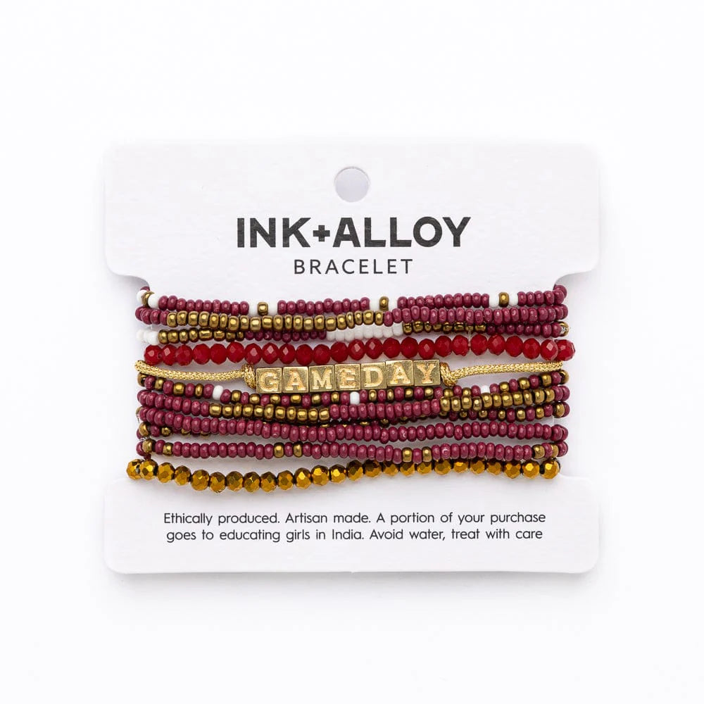 Garnet/Gold GAMEDAY Bracelet Stack