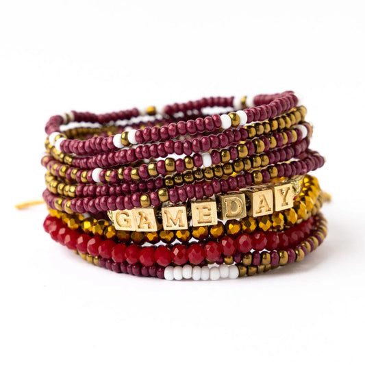 Garnet/Gold GAMEDAY Bracelet Stack