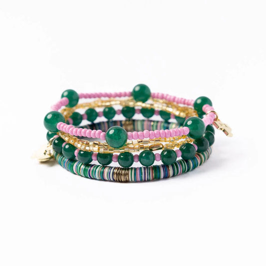 Grace & Mabel Bracelet Stack Emerald And Pink
