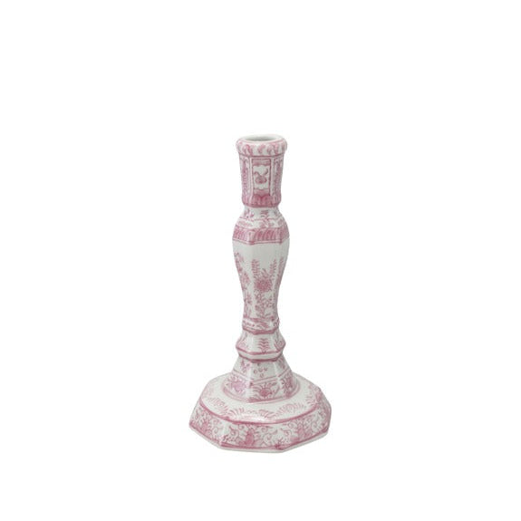 Hand-Painted Stoneware Taper - Purple and White