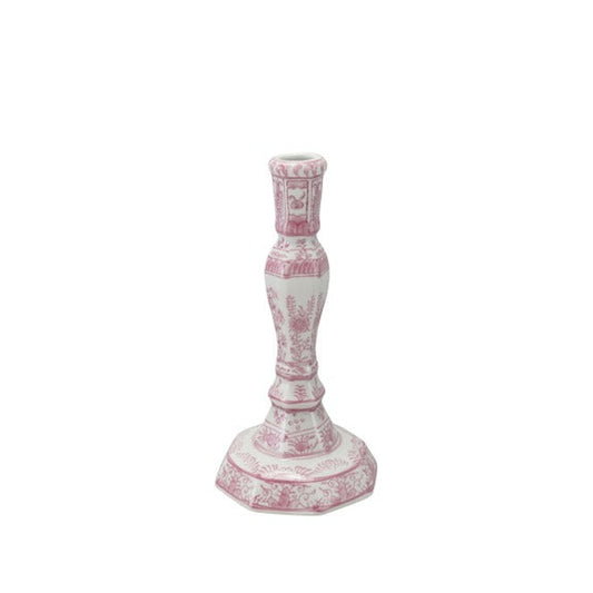 Hand-Painted Stoneware Taper - Purple and White