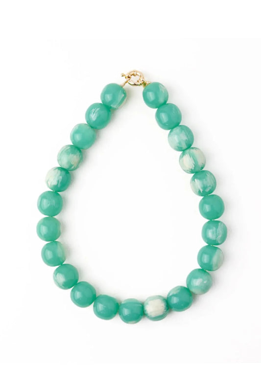 Iris Large Resin Bead Necklace Aqua
