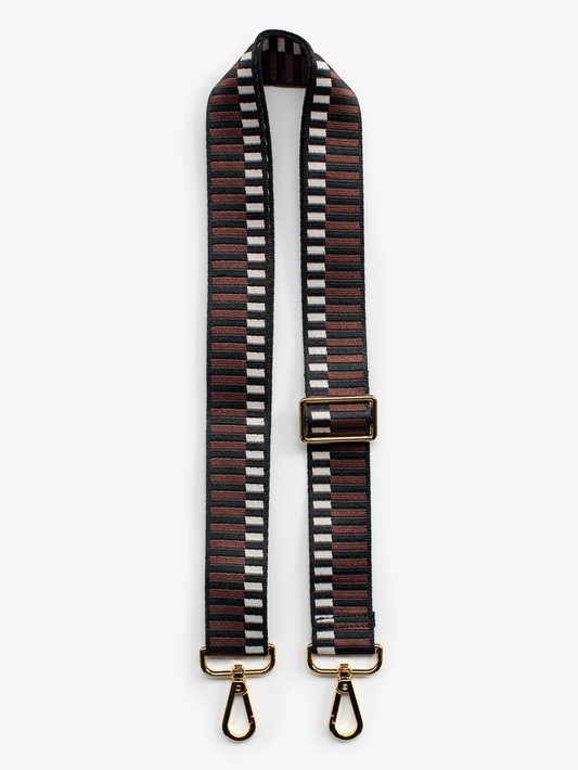 Jacquard Bag Strap - Brown Stripe