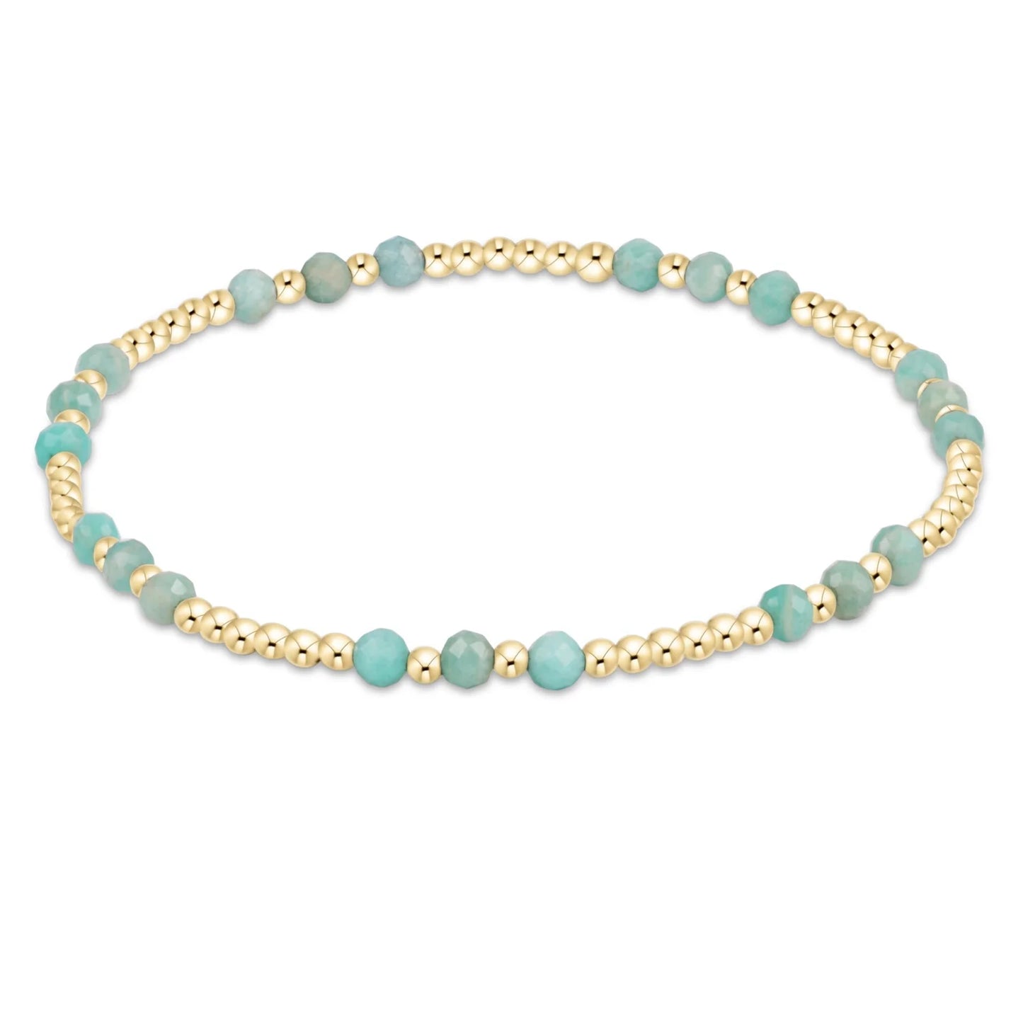 Gemstone Gold Joy Pattern 3mm Bead Bracelet - Amazonite