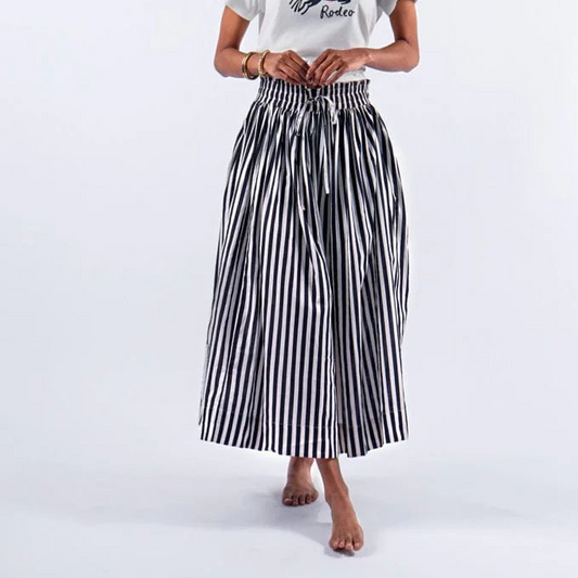 Keaton Stripe Skirt Black + White