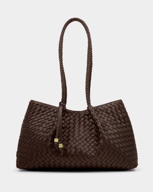Nova Hand Woven Small Shoulder Tote Chocolate