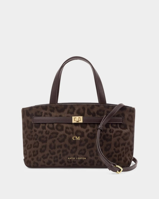 Orin Top Handle Crossbody Bag Chocolate Leopard