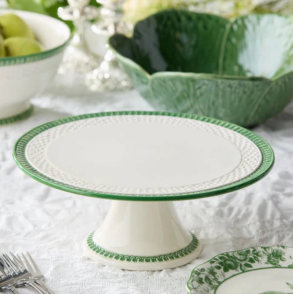 Certified International Le Jardin Embossed Rattan Footed Cake Plate