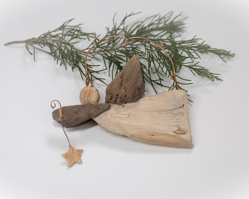 Driftwood Angel w Star Ornament