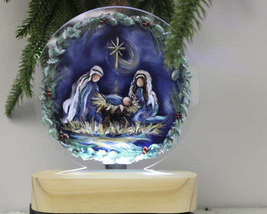 Acrylic LED Tabletop, Holy Family Midnight Sky ©Dana Shoops
