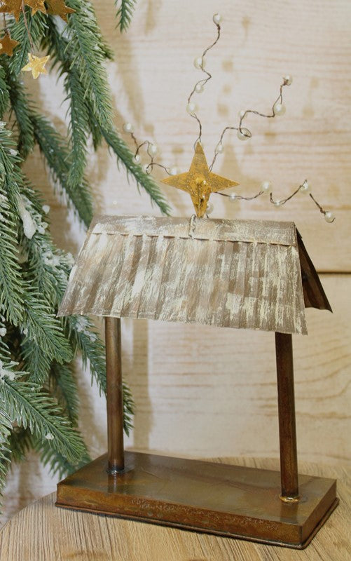 Tin Creche w Pearls and Gold Star