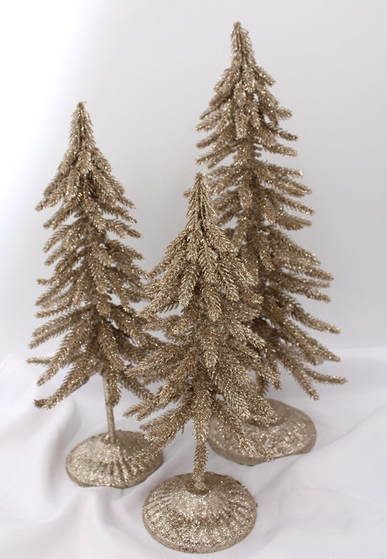 Champagne Glittered Tree on Metal Base