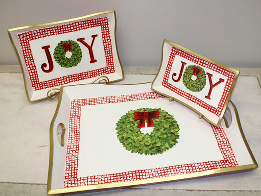Handpainted Wood Trays, Joy/Wreath ©Tawnya Norton