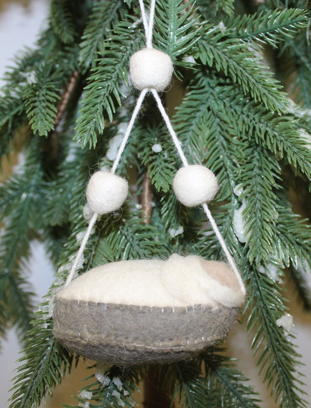 Handmade Wool Manger Ornament