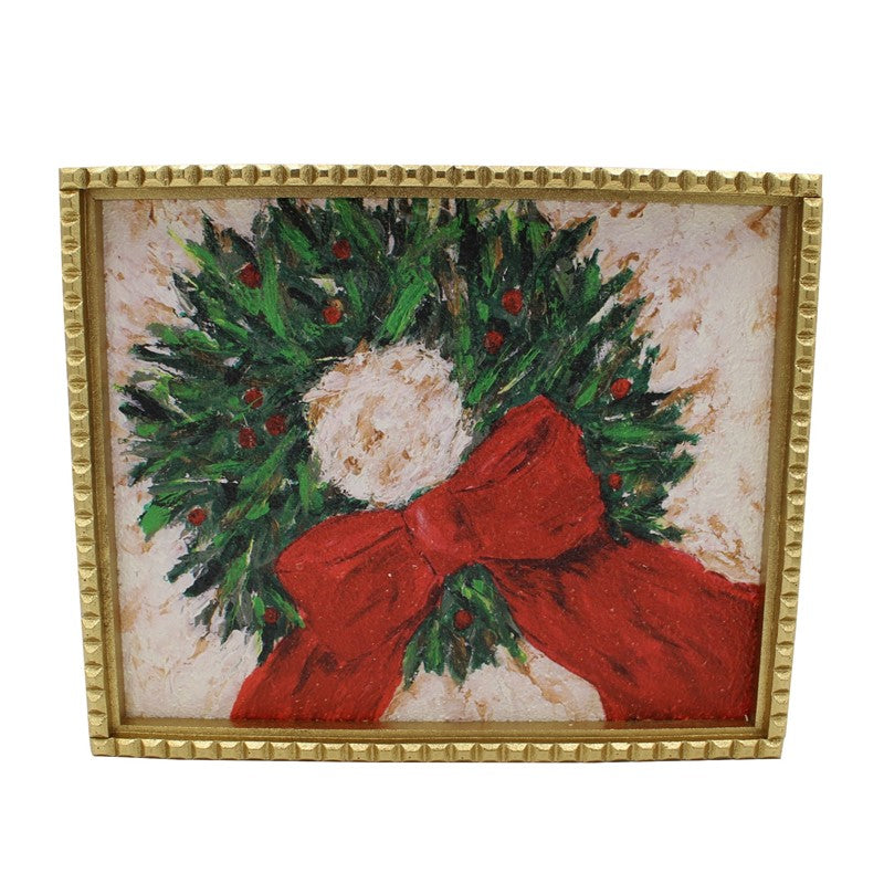Framed Wreath with Red Bow, Wall or Table ©Tawnya Norton