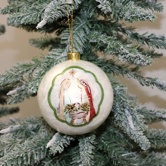 Handpainted Capiz Ornament Holy Family