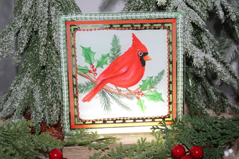 Lighted Table Top Art, Cardinal on Branch ©Haley Bush