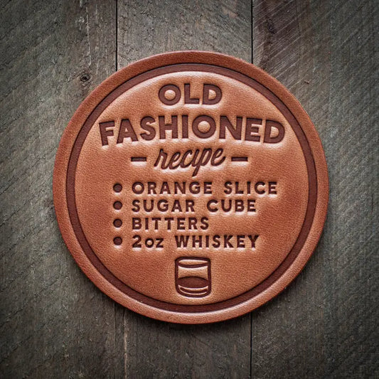 Old Fashioned Recipe Leather Coaster