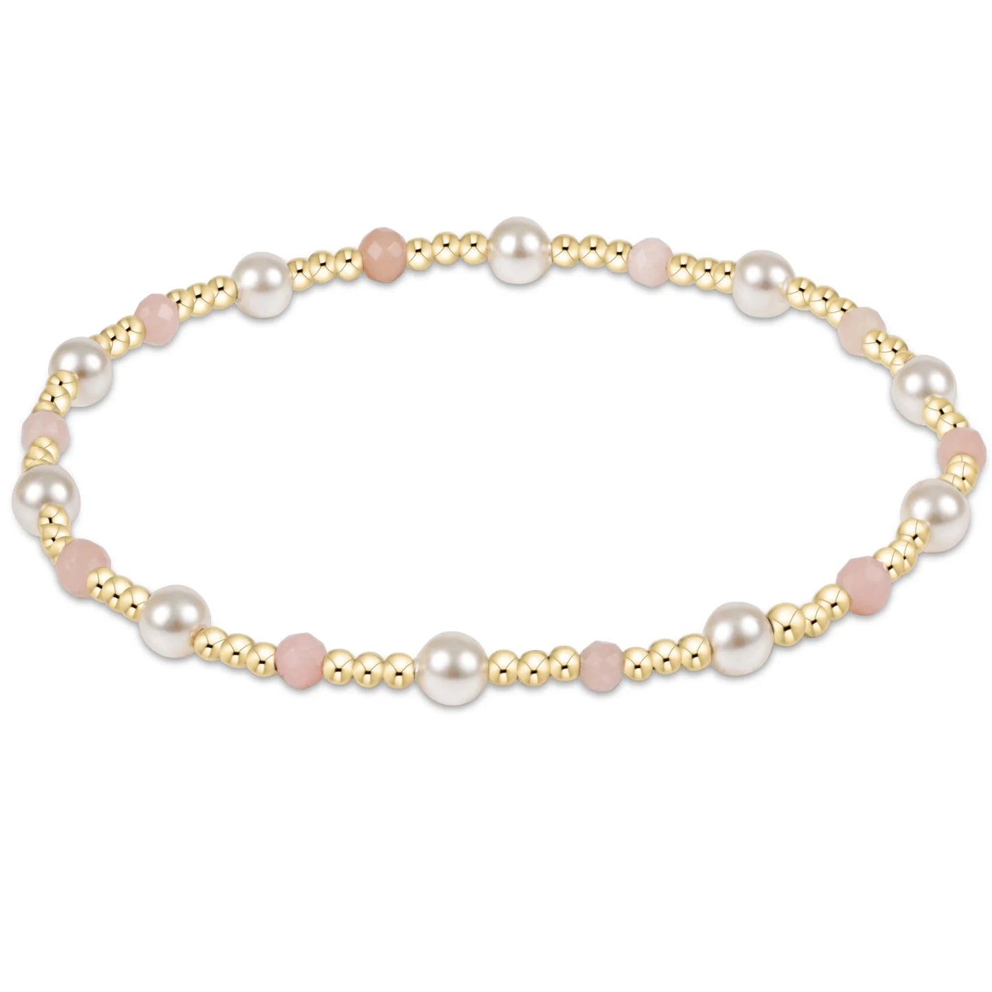 Pearl Sincerity Pattern 4mm Bead Bracelet - Pink Opal