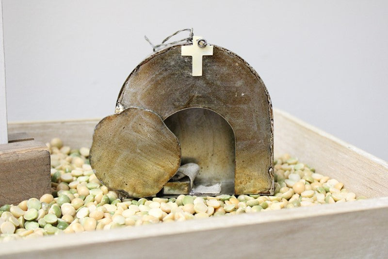 3.5x1x3" Metal Empty Tomb, Hanging or Tabletop