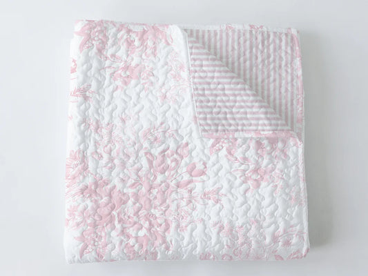 Rose Toile Pink Throw/Baby Blanket