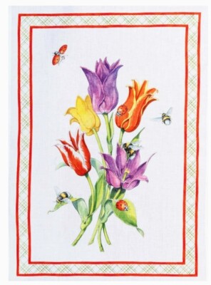 Tulips Linen Tea Towel